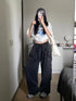 Baggy Pleated Drawstring Multi-Pocket Flare Cargo Pants